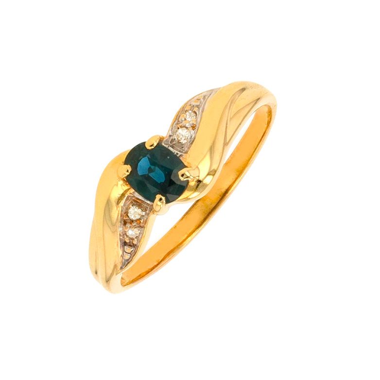 Bague saphir 0.42 carat et diamants 0.02 carat or jaune 2.29g Comme neuf -  reconditionné disponible sur Gemme Les Bijoux